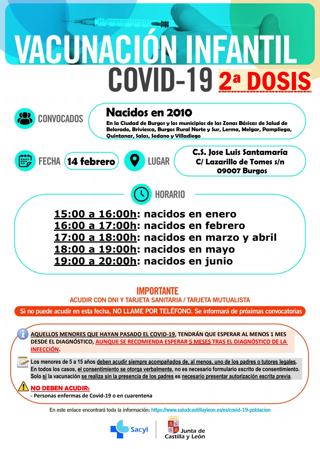 VACUNACIÓN INFANTIL COVID-19 2a dosis nacidos en 2010 y 2011